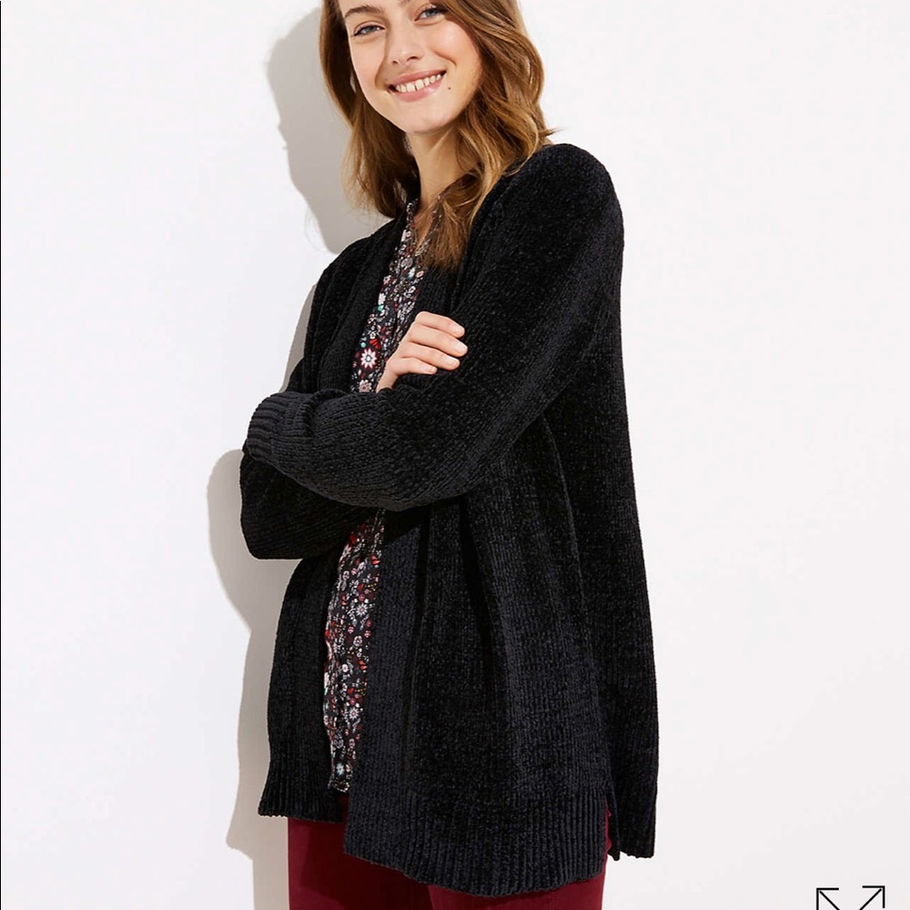 LOFT Chenille Black Cardigan